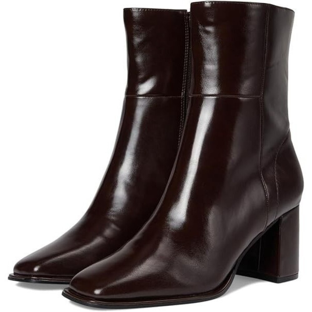 Madden Girl Monicaa Boots Womens 11M Espresso Shiny Square Toe Block Heel Bootie